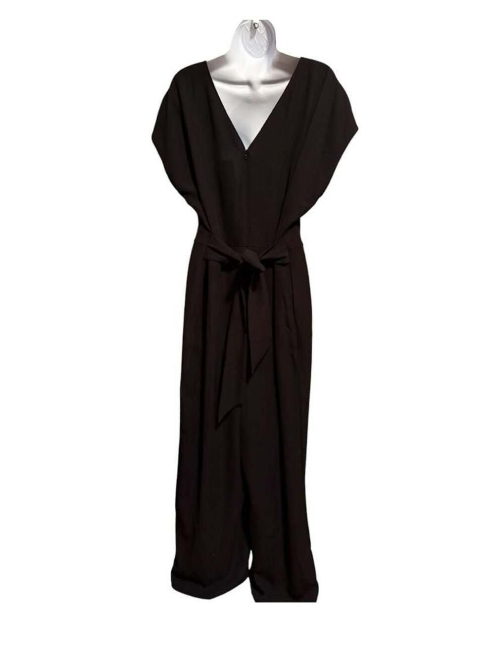 LOFT Black Wide Leg Tie-Waist Jumpsuit Size 14 - Picture 5 of 7